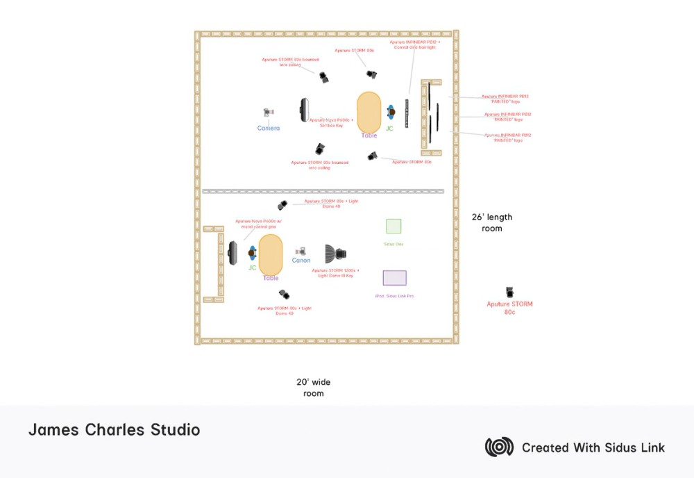The light plot showing the new studio lighting