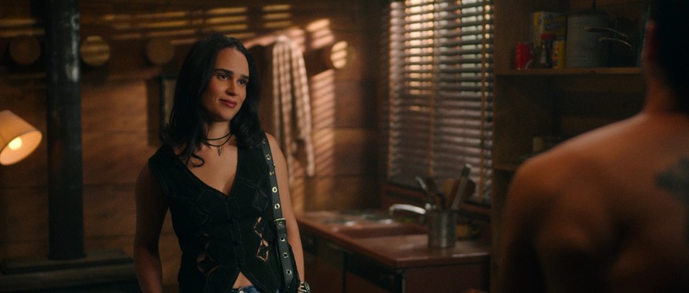 Ellie (Marianly Tejeda) on the Fuller Ranchhouse set