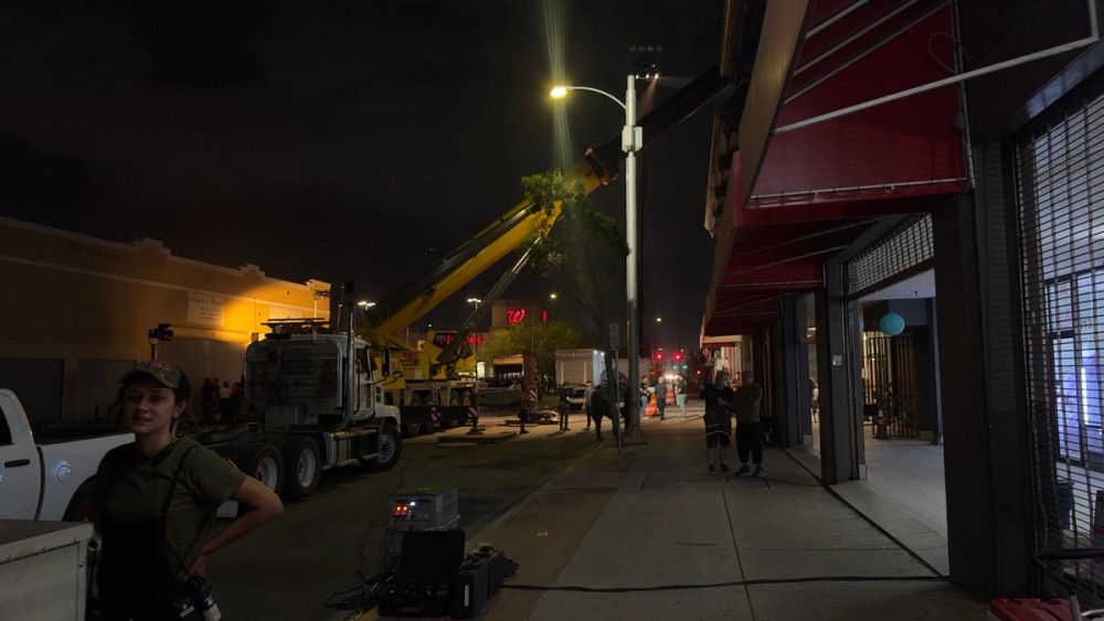 Crew light an intersection in El Paso