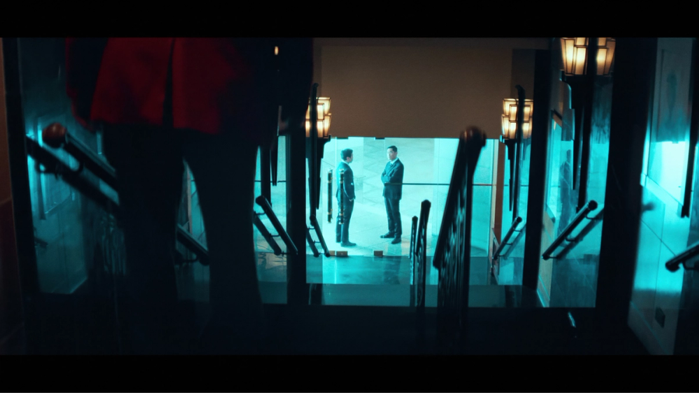 Casino staff wait for Lord Doyle in the finished film